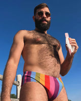 Pastel Rainbow Stripe Swim Brief
