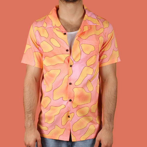Pink & Orange Amoeba Hawaiian Shirt