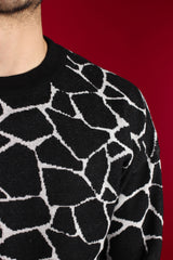Black and White Scales Knit Sweater