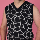 Black & White Giraffe Knit Sweater Vest