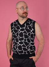 Black & White Giraffe Knit Sweater Vest