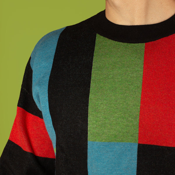 RGB Grid Block Knit Sweater