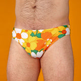 Yellow 70's Floral Couch Swim Brief
