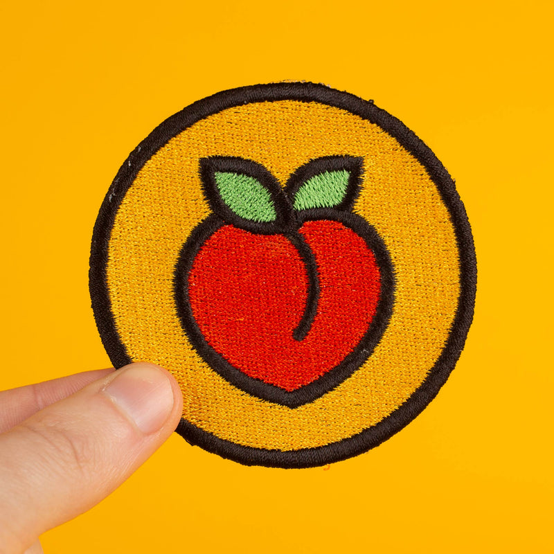 Peach Emoji Embroidered Patch