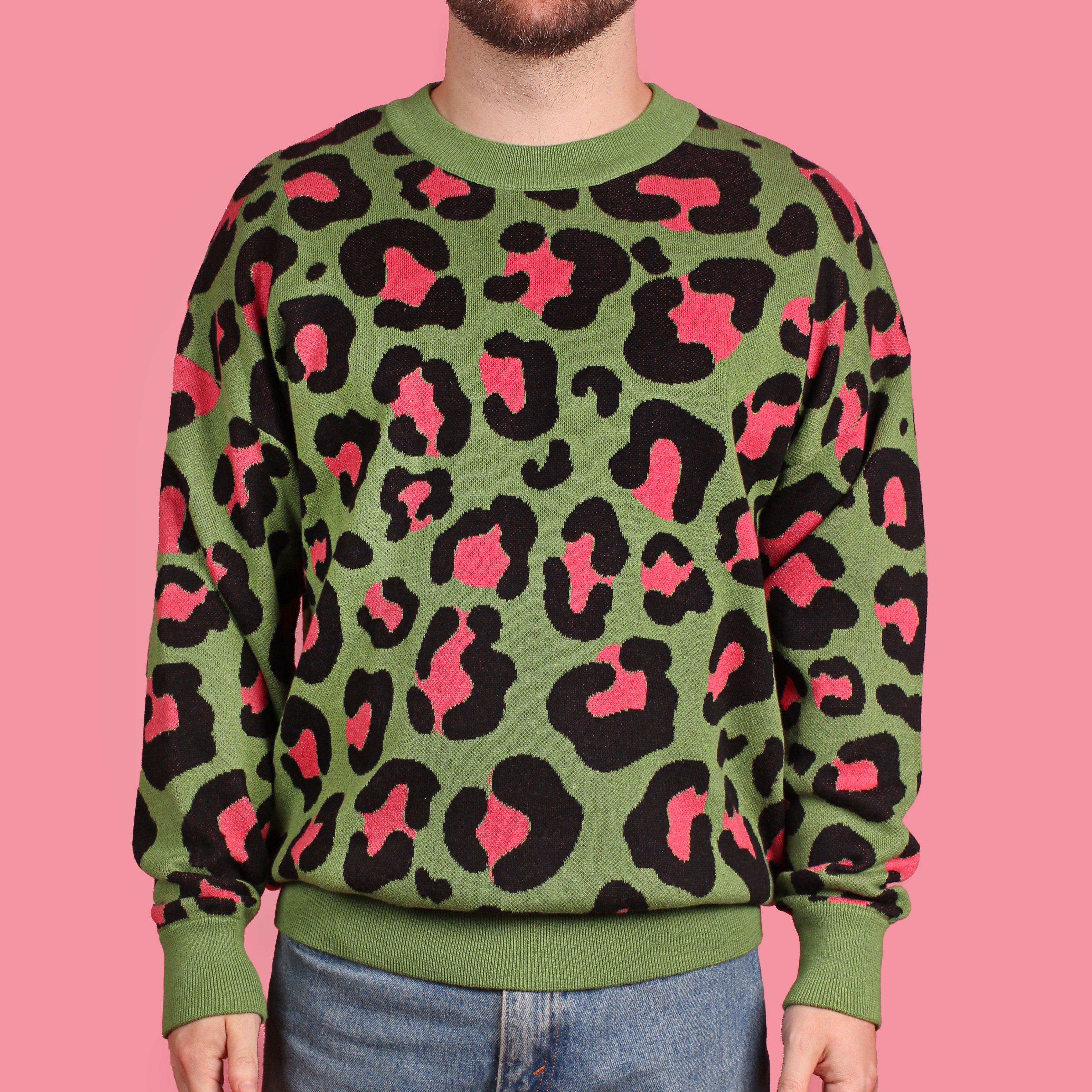 Pink Leopard Green Leopard Print Sweater Hot Pink Leopard Sweater