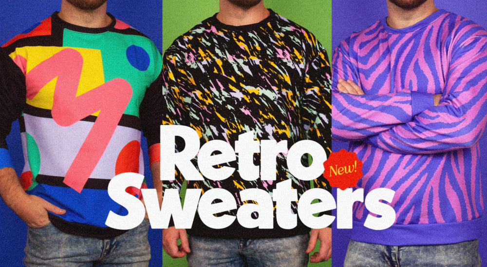 Retro 1970s and 1980s inspired sweaters