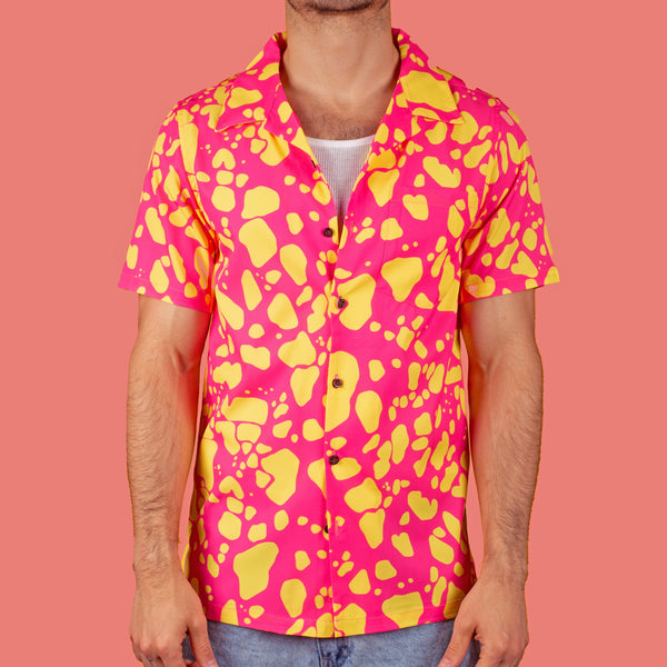 Pink & Yellow Speckle Hawaiian Shirt