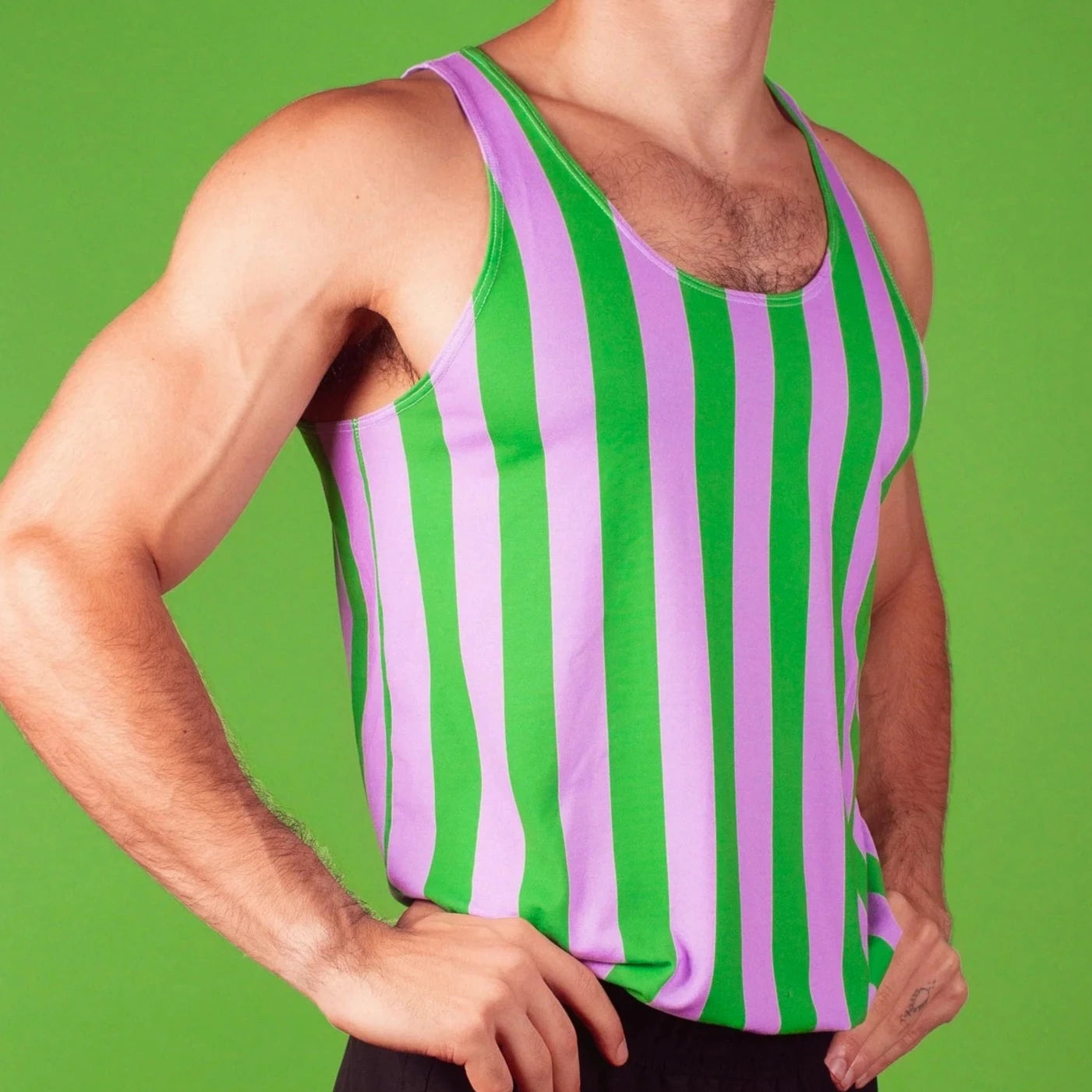 Figure-Enhancing | Striped Strong Man Singlet Powerlifting