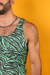 Wavy Green Zebra Gym Tank