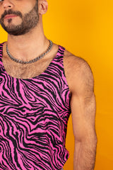 Pink Wavy Zebra Gym Tank