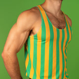 Mustard & Green Striped Gym Tank