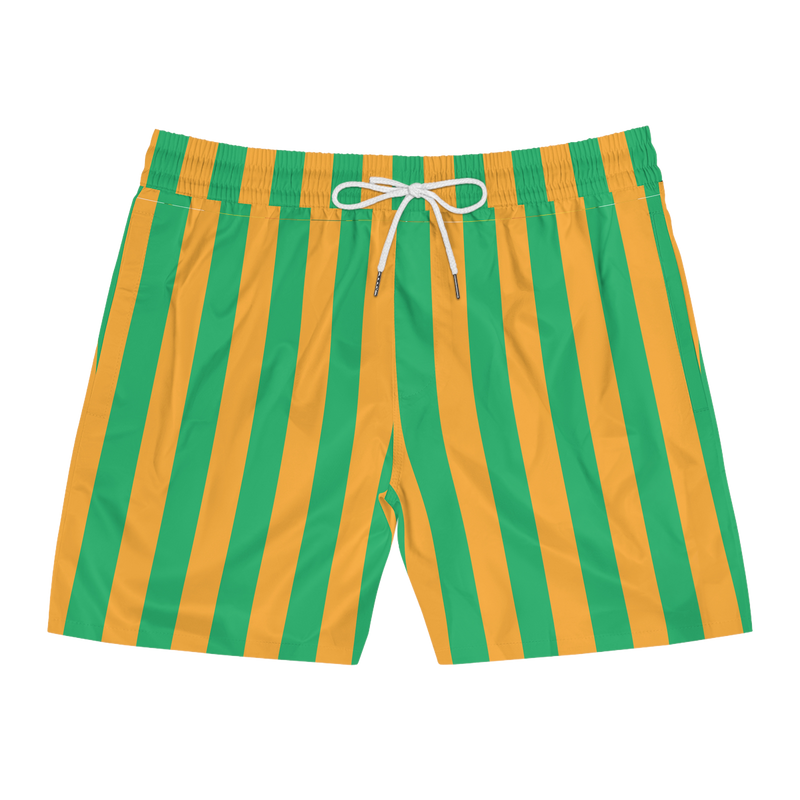 Yellow & Green Striped Swim Trunks