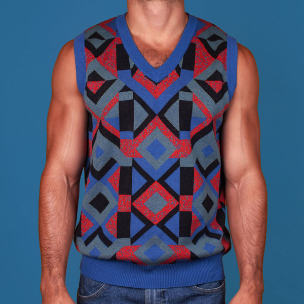 Geometric 80's Knit Sweater Vest