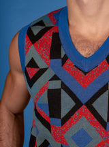 Geometric 80's Knit Sweater Vest