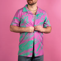 Pink & Teal Marble Hawaiian Shirt