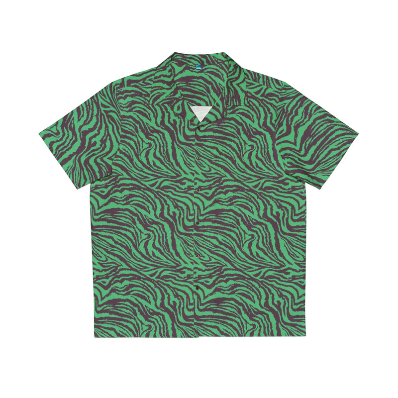 Green Wavy Zebra Hawaiian Shirt