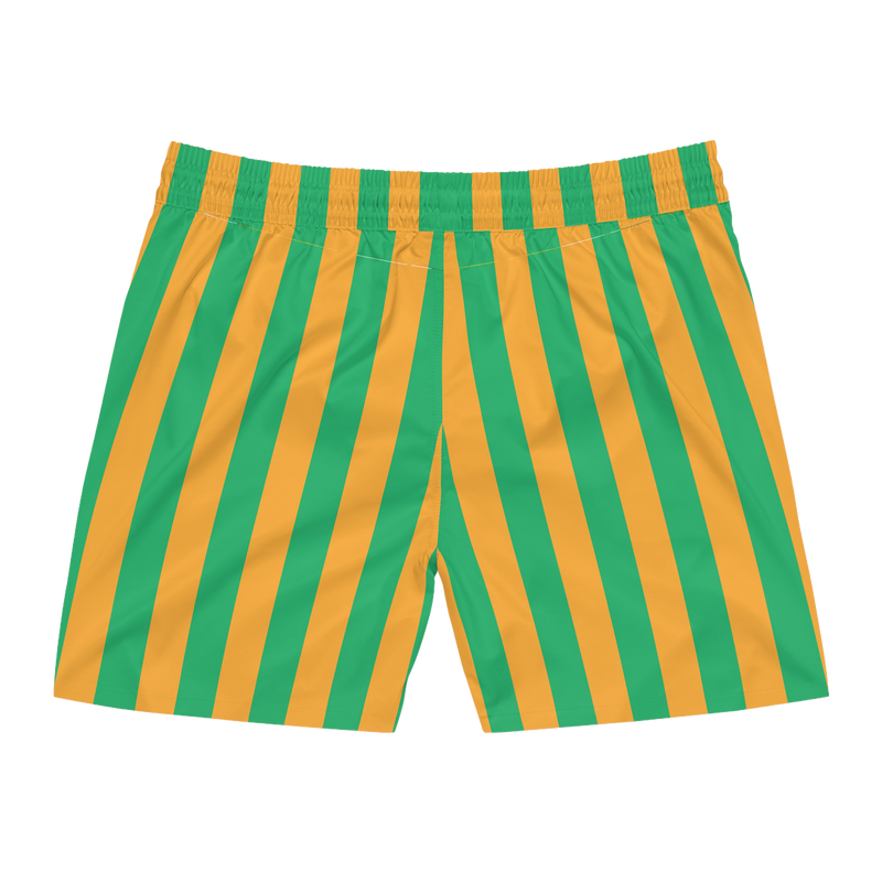 Yellow & Green Striped Swim Trunks