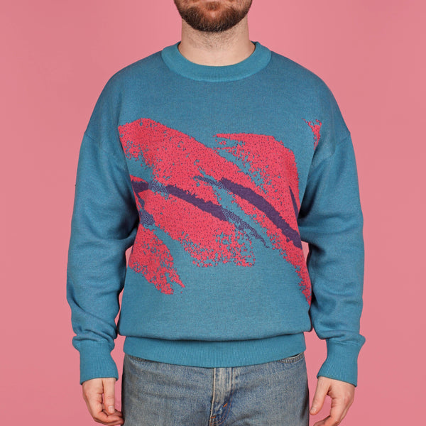 1980's Blue Jazz Knit Sweater