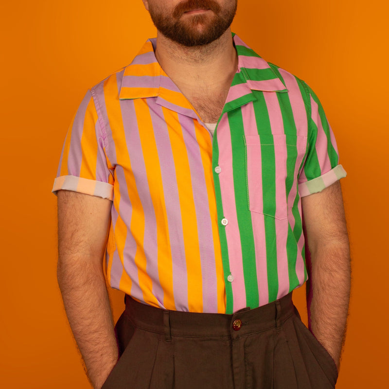 Split Personality Striped Button-Up Shirt