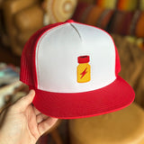Rush poppers trucker hat in red