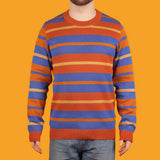 Orange & Blue Striped Knit Sweater - Medium (Sample Sale)