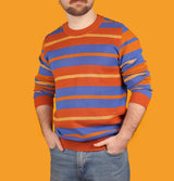 Orange & Blue Striped Knit Sweater - Medium (Sample Sale)