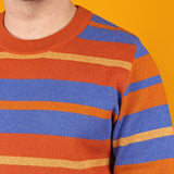 Orange & Blue Striped Knit Sweater - Medium (Sample Sale)