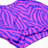 Alien Zebra Pink Long Sleeve Crop Top