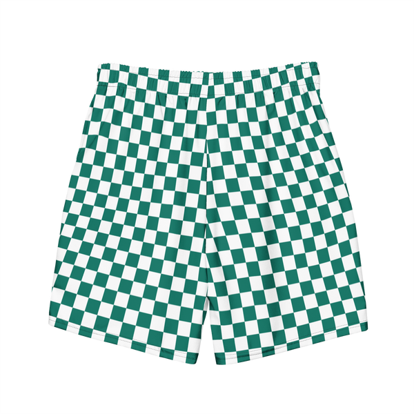 Green & White Checker Swim Trunks
