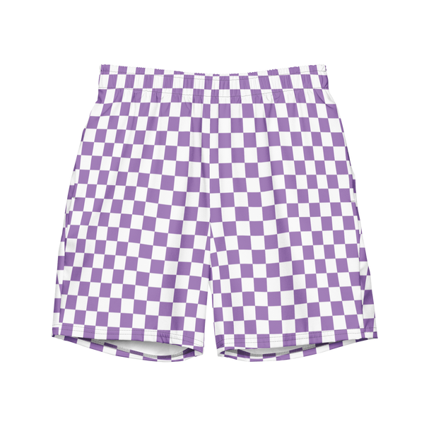 Lavender & White Checker Swim Trunks