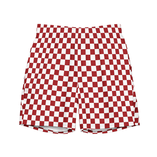 Red & White Checker Swim Trunks