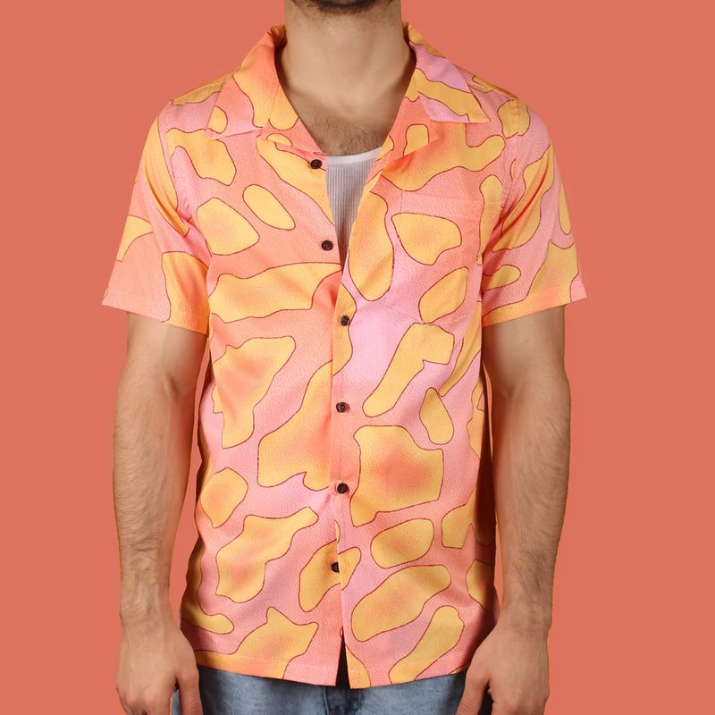 Pink & Orange Amoeba Hawaiian Shirt - Smedium (Sample Sale)