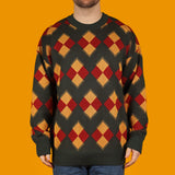 Green Checkered Squares Knit Sweater