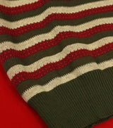 Red & Green Striped Knit Sweater Vest