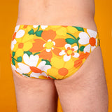 Yellow 70's Floral Couch Swim Brief (Pre-Order)