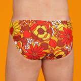 Orange Flower Power Swim Brief