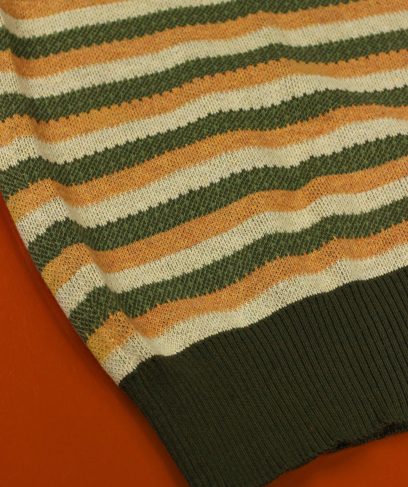 Yellow & Green Striped Knit Sweater Vest