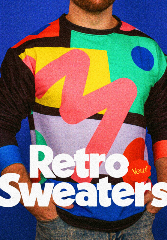 Retro 1970s and 1980s inspired sweaters