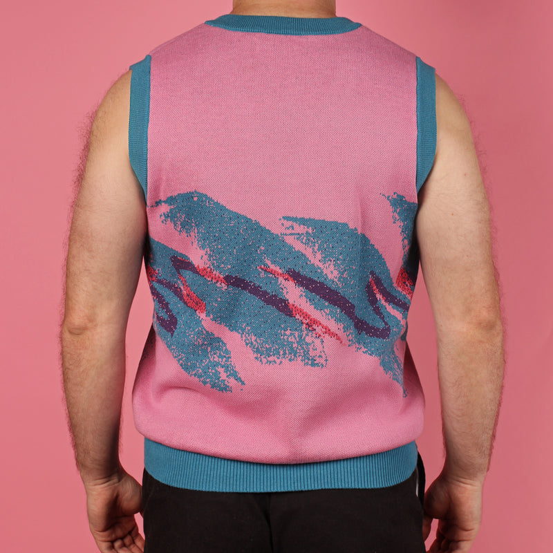 1980's Jazz Knit Sweater Vest (Pink)