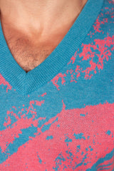 80's Marble Teal & Pink Knit Sweater Vest