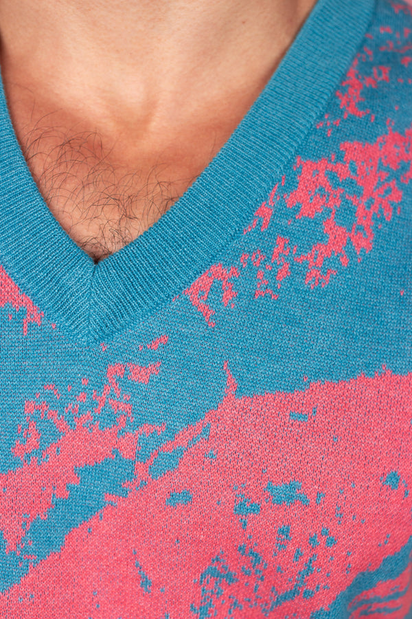 80's Marble Teal & Pink Knit Sweater Vest