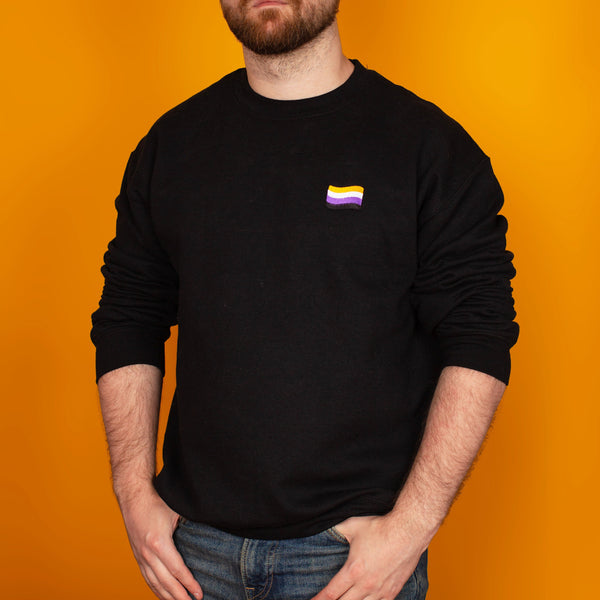 Enby Flag Embroidered Sweater