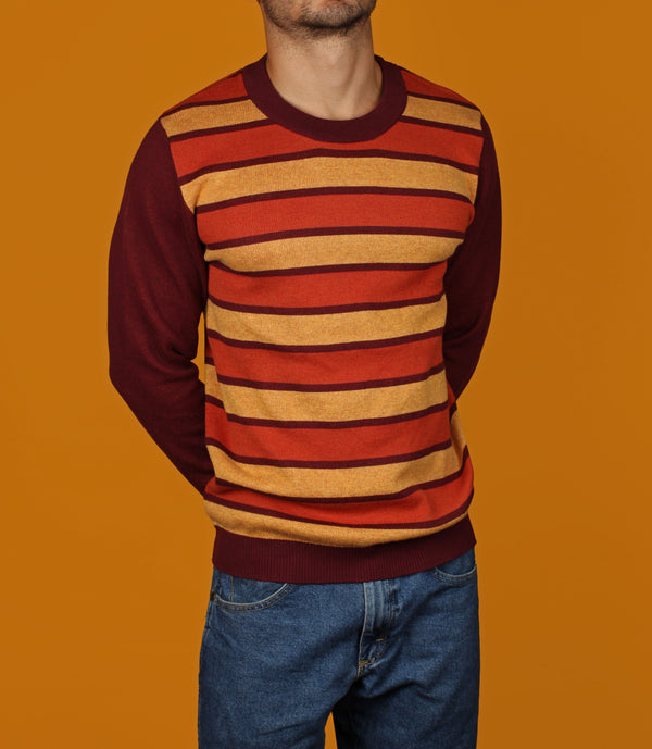 70's Orange Striped Knit Sweater