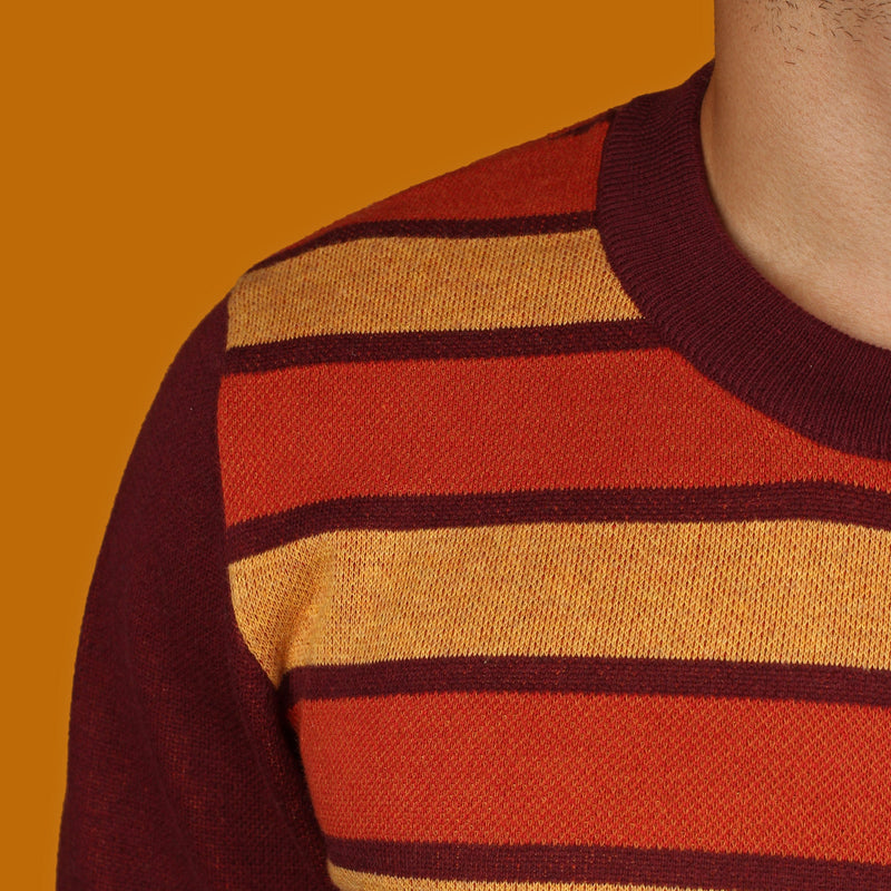 70's Orange Striped Knit Sweater