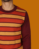 70's Orange Striped Knit Sweater