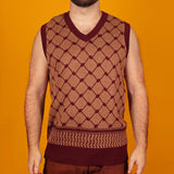 Brown Keffiyeh Knit Sweater Vest