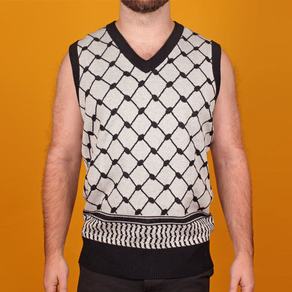 B&W Keffiyeh Knit Sweater Vest