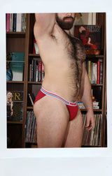 Dark Red Ribbed Sport Brief