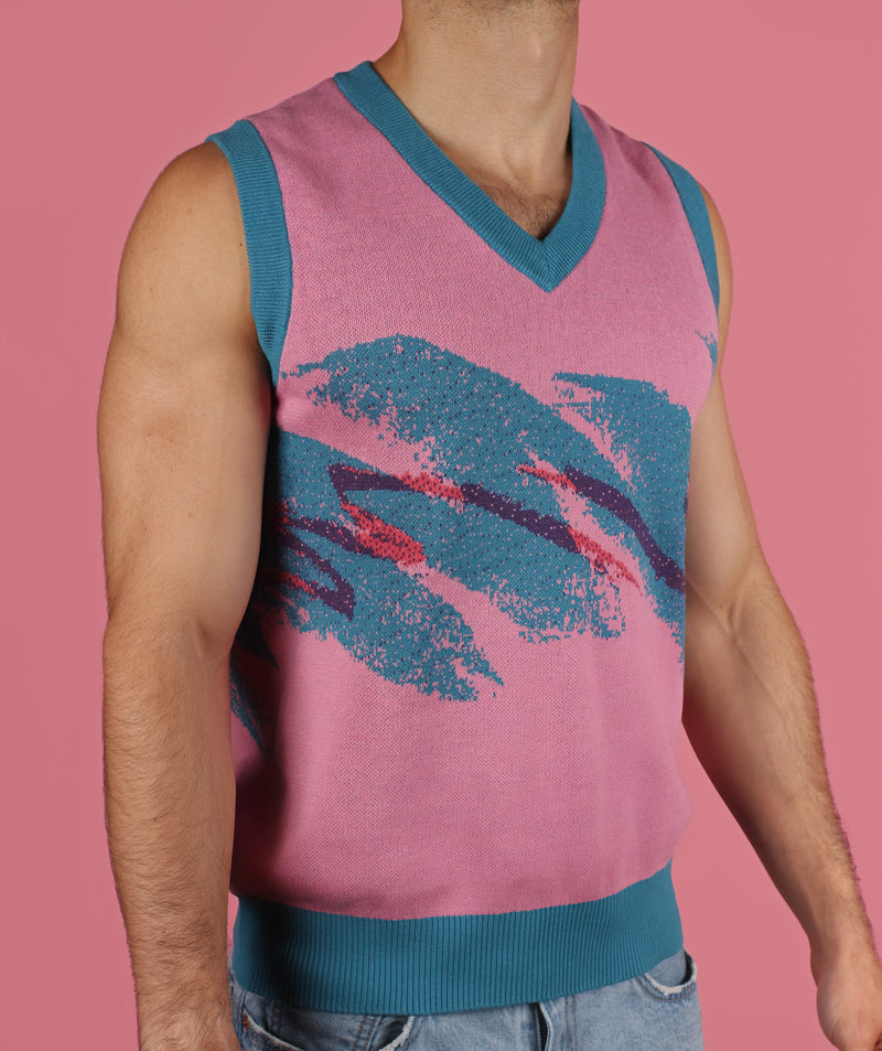 1980's Jazz Knit Sweater Vest (Pink)