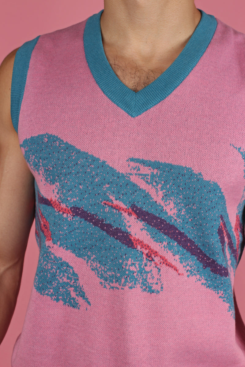 1980's Jazz Knit Sweater Vest (Pink)